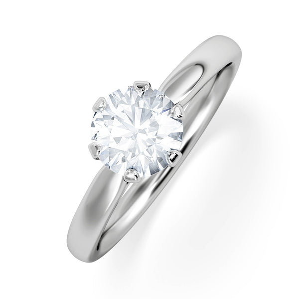 Certified 1.00CT Chloe Low Platinum Engagement Ring E/VS2